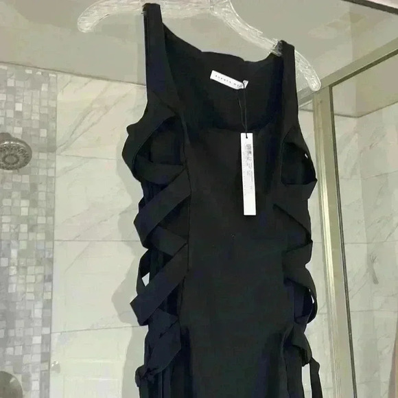 NWT- Revolve Susana Monaco - Side Faux Lace Up Tank Dress in Black Sz S - Picture 2 of 11